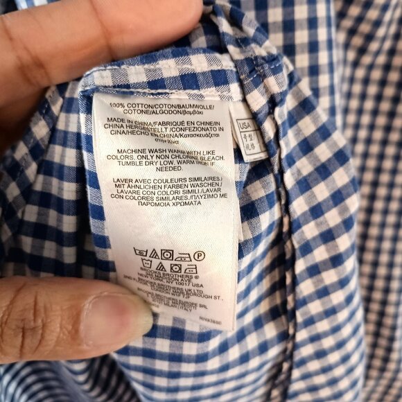 Brooks Brothers Regent L Blue Check Long Sleeve Button Down 100% Cotton Shirt - Picture 3 of 5